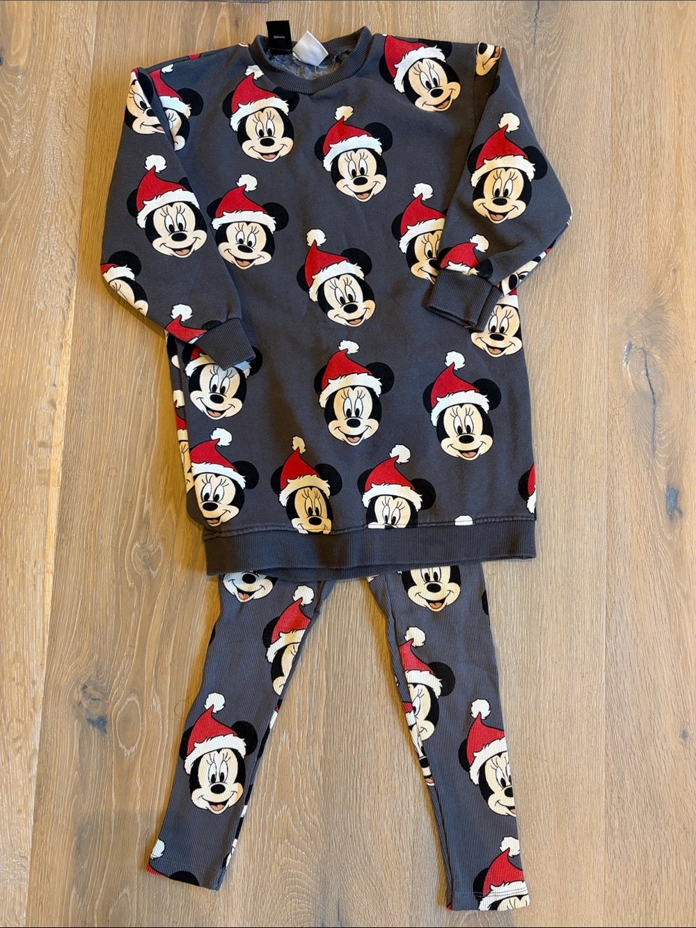 Disney Kids Minnie Mouse Holiday Sweatshirt and Leggings - Grey & Red
